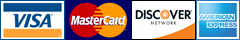 We Accept VISA, Master Card, Discover, and American Express